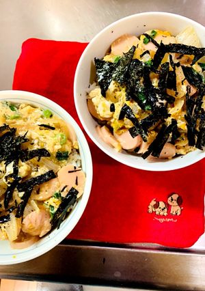 お魚ソーセージ丼、無しで玉子丼-レシピのメイン写真