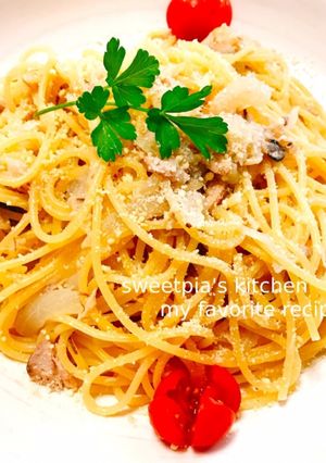 春❀.美味◎新玉ねぎとサバ缶のパスタ-レシピのメイン写真