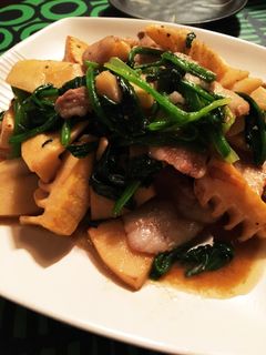 筍と豚肉ホウレンソウのコクうまソース炒め-レシピのメイン写真