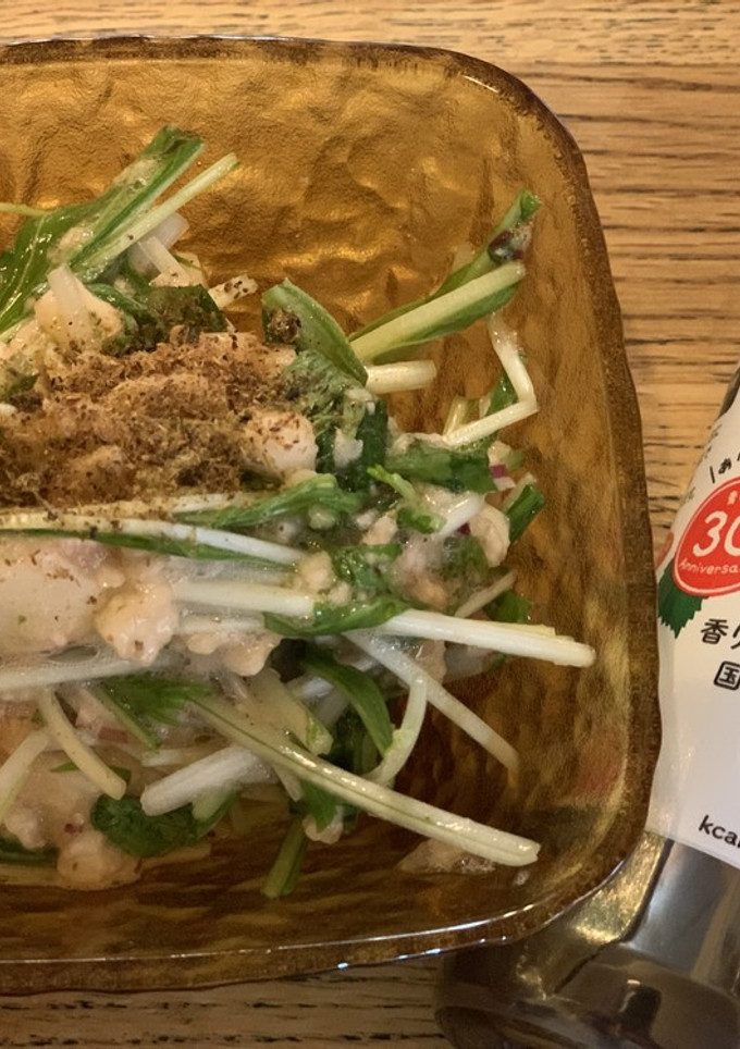 簡単！水菜と山芋の梅肉青しそ和え-レシピのメイン写真