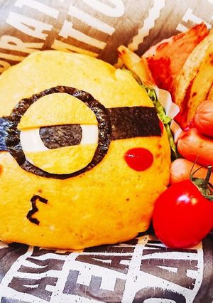 ミニオン♪ふて顔キャラ弁♪オムライス♪-レシピのメイン写真