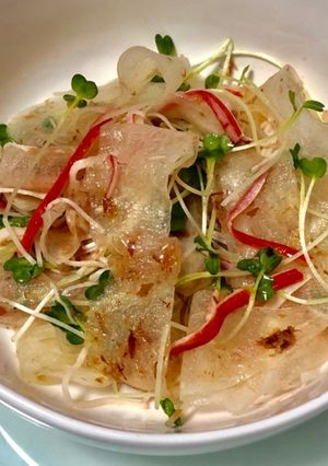 ひらひら大根カニカマ梅肉鰹節サラダ-レシピのメイン写真