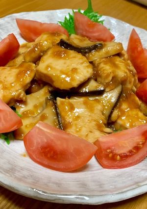 鶏むね肉とエリンギの生姜焼き-レシピのメイン写真