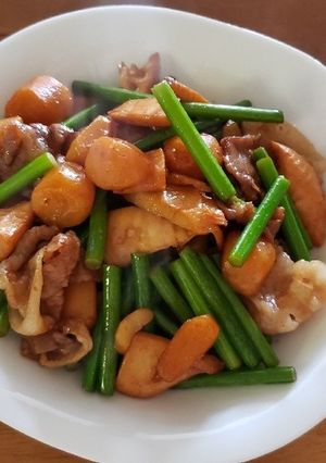 筍と栗とにんにく茎の中華風炒め-レシピのメイン写真