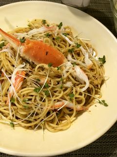 ランチに!ペペロンチーノ風カニパスタ-レシピのメイン写真