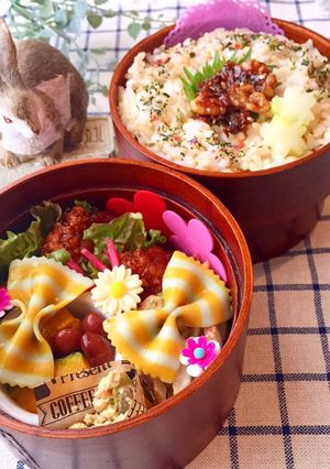 4月17日 唐揚げ甘酢あん弁当 詰め方-レシピのメイン写真