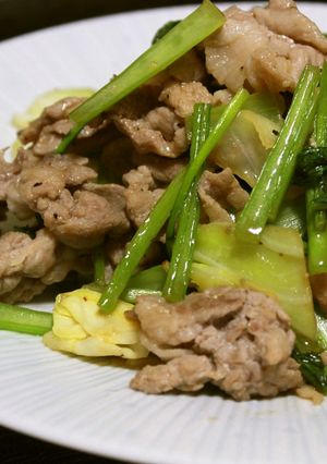 ご飯がすすむ♪カブの葉と豚肉の胡椒炒め-レシピのメイン写真