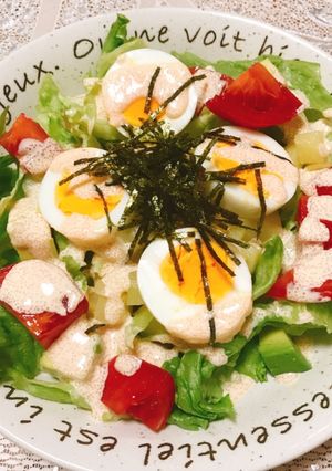 明太マヨソースがけ☆ゆで卵の具沢山サラダ-レシピのメイン写真