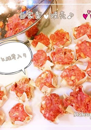 フライパンで簡単♪筍と椎茸入りの焼売♡-レシピのメイン写真