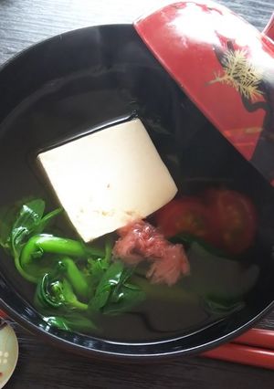 菜の花と豆腐とミニトマトのお吸い物-レシピのメイン写真