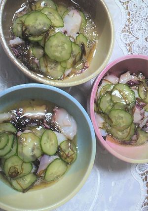 簡単酢の物★もずく酢、たこ、胡瓜-レシピのメイン写真