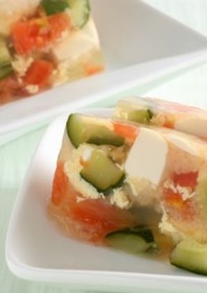 野菜とトマトのゼラチン玉子スープ-レシピのメイン写真