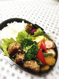 高校男子弁当♡照り焼きハンバーグ-レシピのメイン写真