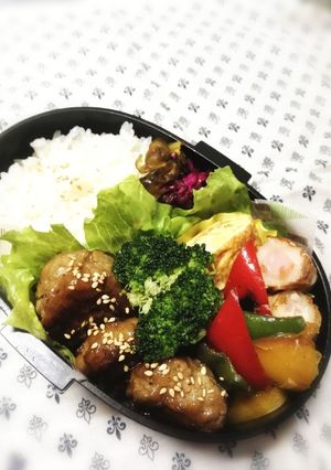 高校男子弁当♡照り焼きハンバーグ-レシピのメイン写真