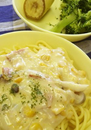 コーンクリームスパゲッティ-レシピのメイン写真
