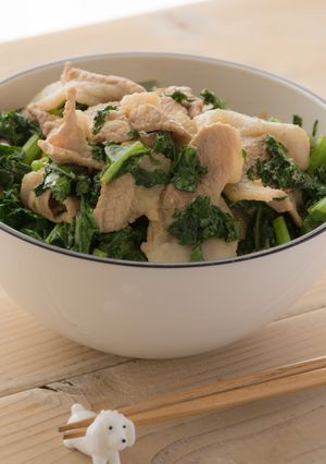 ケールと豚肉のヘルシー丼-レシピのメイン写真