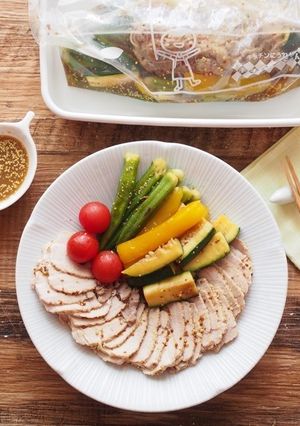 ゆで豚と焼き野菜のお浸し-レシピのメイン写真