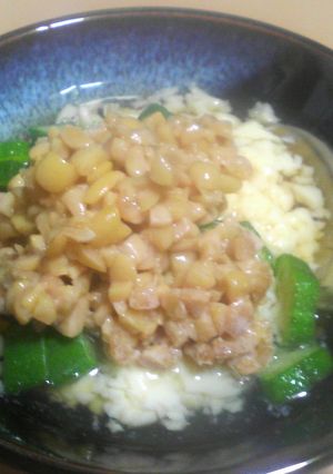 スプーンで食べる！納豆オクラで玉子どうふ-レシピのメイン写真
