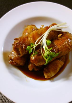 今日の主菜☆ささがきごぼう天の肉巻-レシピのメイン写真