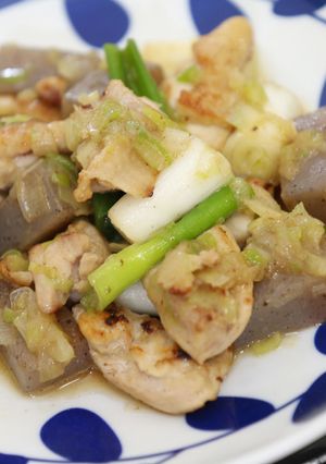 鶏肉とこんにゃくのねぎ塩焼き-レシピのメイン写真
