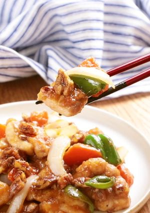 鶏もも肉とピーカンナッツの甘酢煮-レシピのメイン写真
