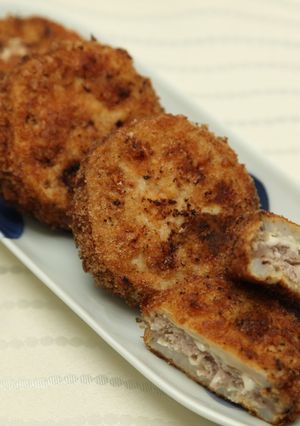 ツナマヨ風味のレンコンはさみ揚げ-レシピのメイン写真