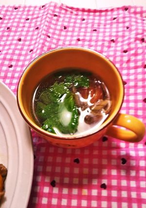 ミョウガとセロリの葉の薬味コンソメスープ-レシピのメイン写真