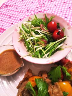 水菜とミョウガのゴマドレサラダ-レシピのメイン写真