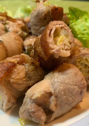 キャベッを豚肉で巻いて焼くだけ-レシピのメイン写真