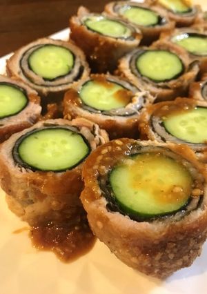 クセになる♡海苔胡瓜のくるくる豚巻き-レシピのメイン写真