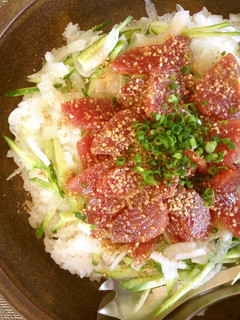 カツオと新玉ねぎの辛子醤油漬け丼-レシピのメイン写真