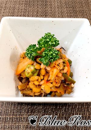 もち麦ときくらげたっぷりオクラキムチ納豆-レシピのメイン写真