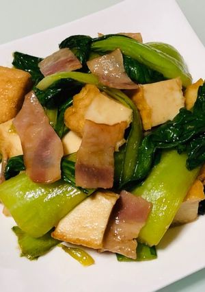 チンゲン菜厚揚げのバターオイスター炒め-レシピのメイン写真
