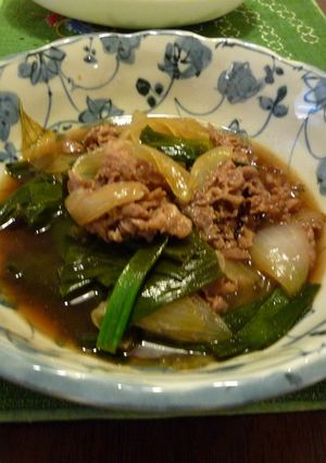 葉つき玉ねぎと牛肉の煮物-レシピのメイン写真
