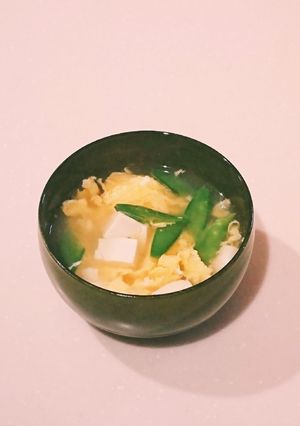白だしで！絹さや・豆腐・卵のお吸い物♥️-レシピのメイン写真