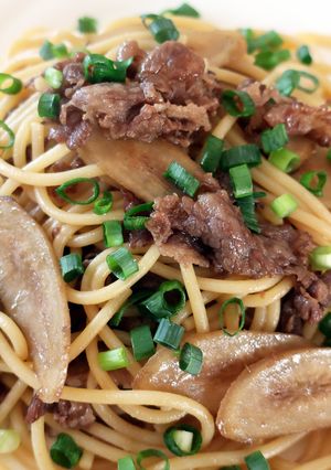 美味で簡単！ごぼうと牛肉の甘辛パスタ-レシピのメイン写真