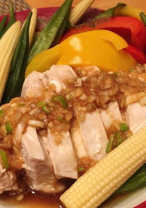 鶏胸肉と野菜を蒸すだけ！アジアン風味-レシピのメイン写真