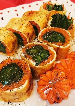 人参と小松菜のあげ巻き焼き～だしあんかけ-レシピのメイン写真