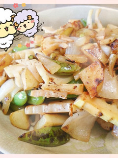 マクロビ☆たけのこと春野菜のお酢炒め-レシピのメイン写真
