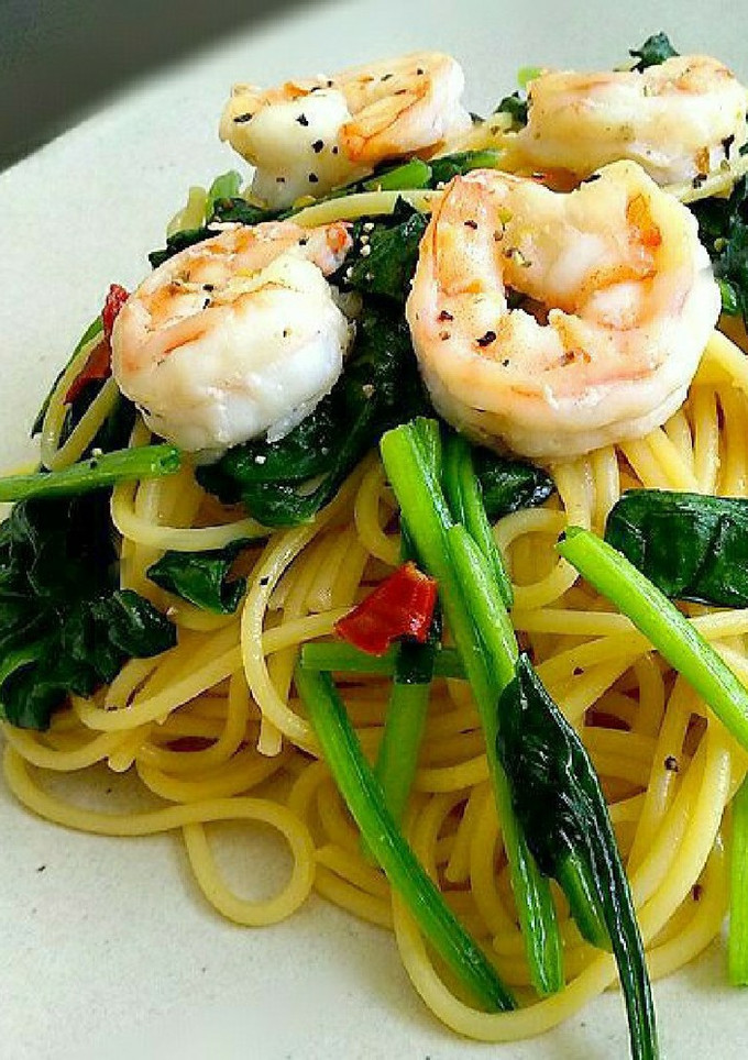 えびとほうれん草の和風パスタ-レシピのメイン写真