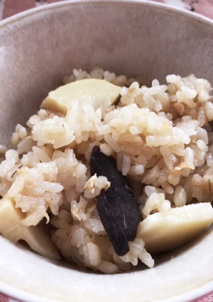 筍とキクラゲのもちむぎ炊き込みご飯-レシピのメイン写真