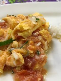 台湾料理:蕃茄炒蛋(トマトと卵の炒め物)-レシピのメイン写真