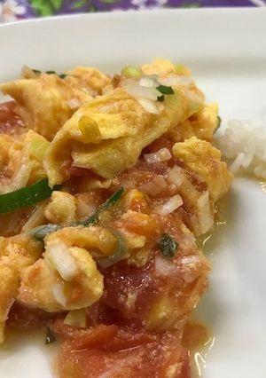 台湾料理：蕃茄炒蛋（トマトと卵の炒め物）-レシピのメイン写真