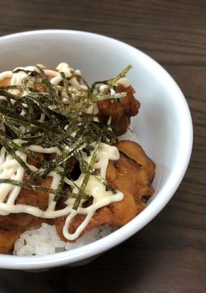 レンチンのみで簡単！マヨポン唐揚げ丼-レシピのメイン写真