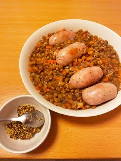 俺のレシピ:ソーセージとレンズ豆の煮込み-レシピのメイン写真