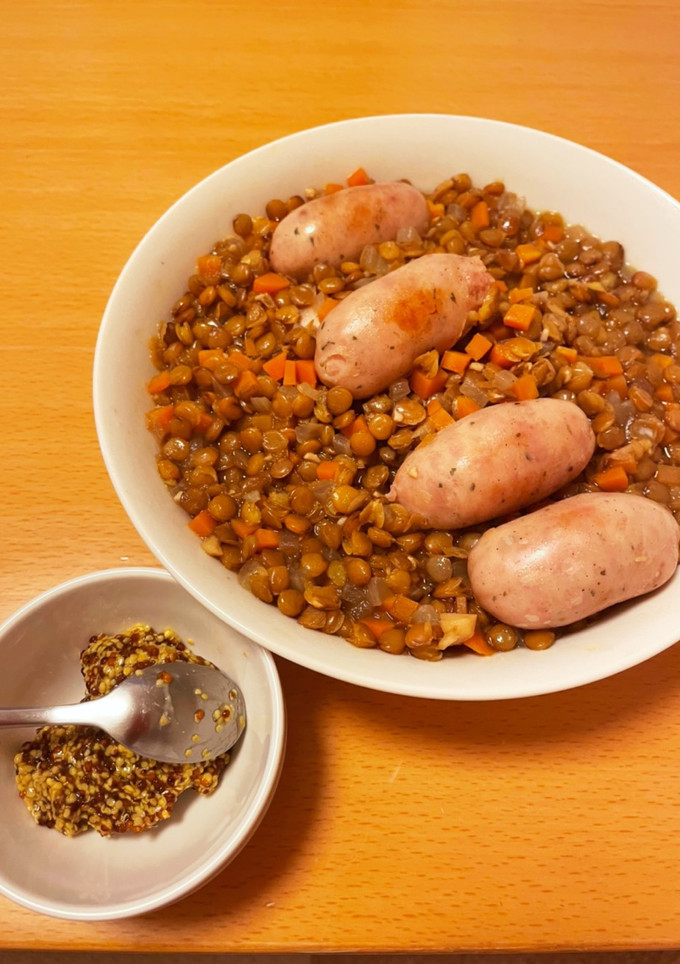 俺のレシピ:ソーセージとレンズ豆の煮込み-レシピのメイン写真