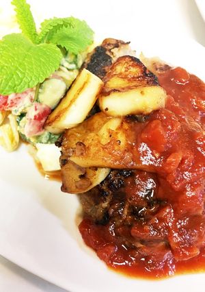 ハンバーグ ソース ホールトマト缶簡単-レシピのメイン写真