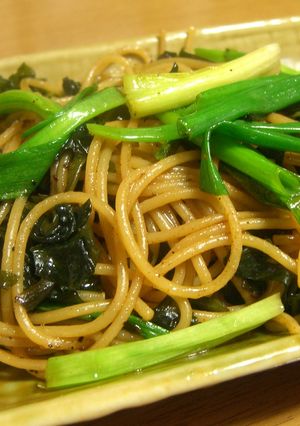 ネギとワカメ！美味しいヘルシー和風パスタ-レシピのメイン写真