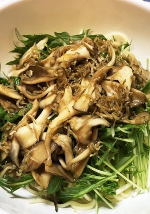 青じそ香る水菜と舞茸のサラダパスタ-レシピのメイン写真