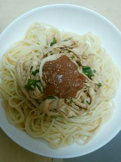 蒸し鶏の梅じそ風味スパゲッティ-レシピのメイン写真